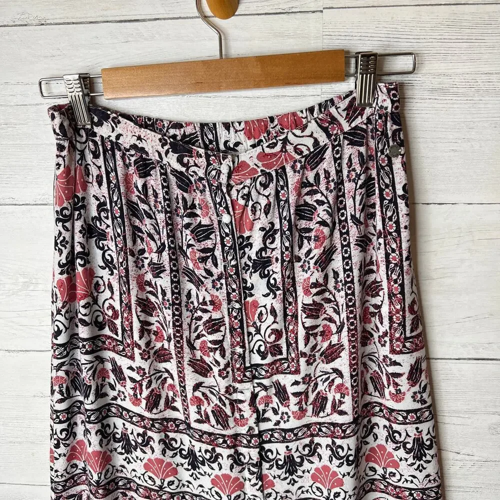 Roxy Skirt Womens Size Small Lost in My Mind Floral Navy & Red Maxi Front Slit